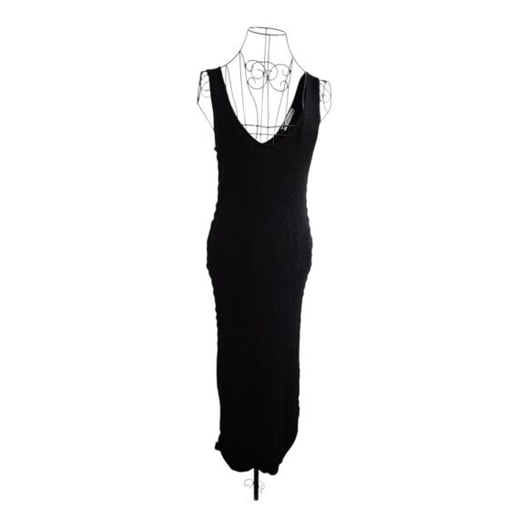 Zara Knit Black Ribbed Dress Sid Lace Up Women Size Medium Whimsigoth Baddie - Picture 2 of 8